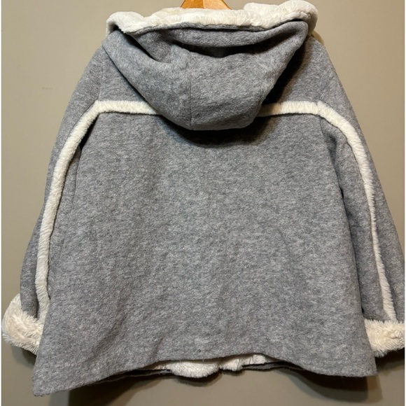 ZARA Wool Blend Hooded Sherpa Detail Coat - Picture 5 of 9